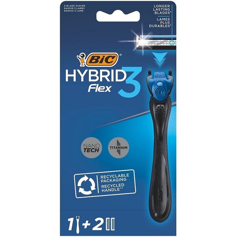 خودتراش مردانه بیک BIC HYBRID 3 Flex بسته 1 عددی + 2 تیغ یدک